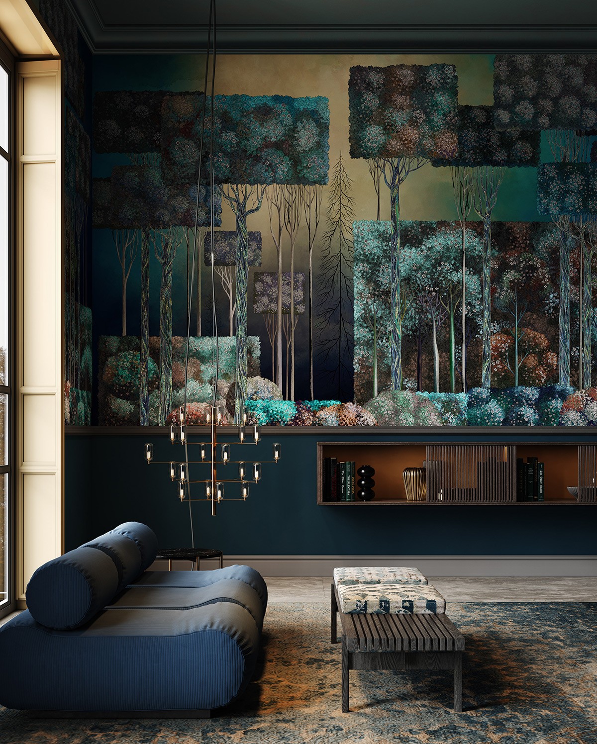 Audrianna Jacobs, founder of Augusta Lab, installing innovative wallpaper in an Indianapolis home