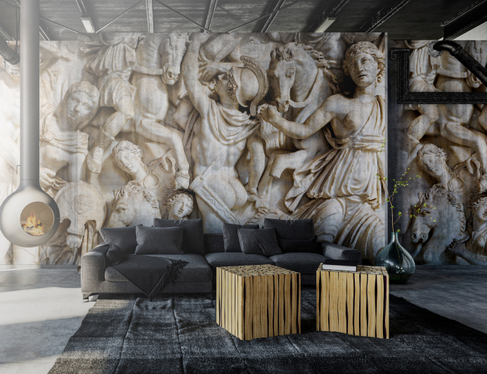 Custom wallpaper installation showcasing modern design